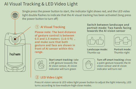 AI Visual Tracking & LED Video Light