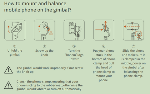 How to mount and balance  mobile phone on the gimbal