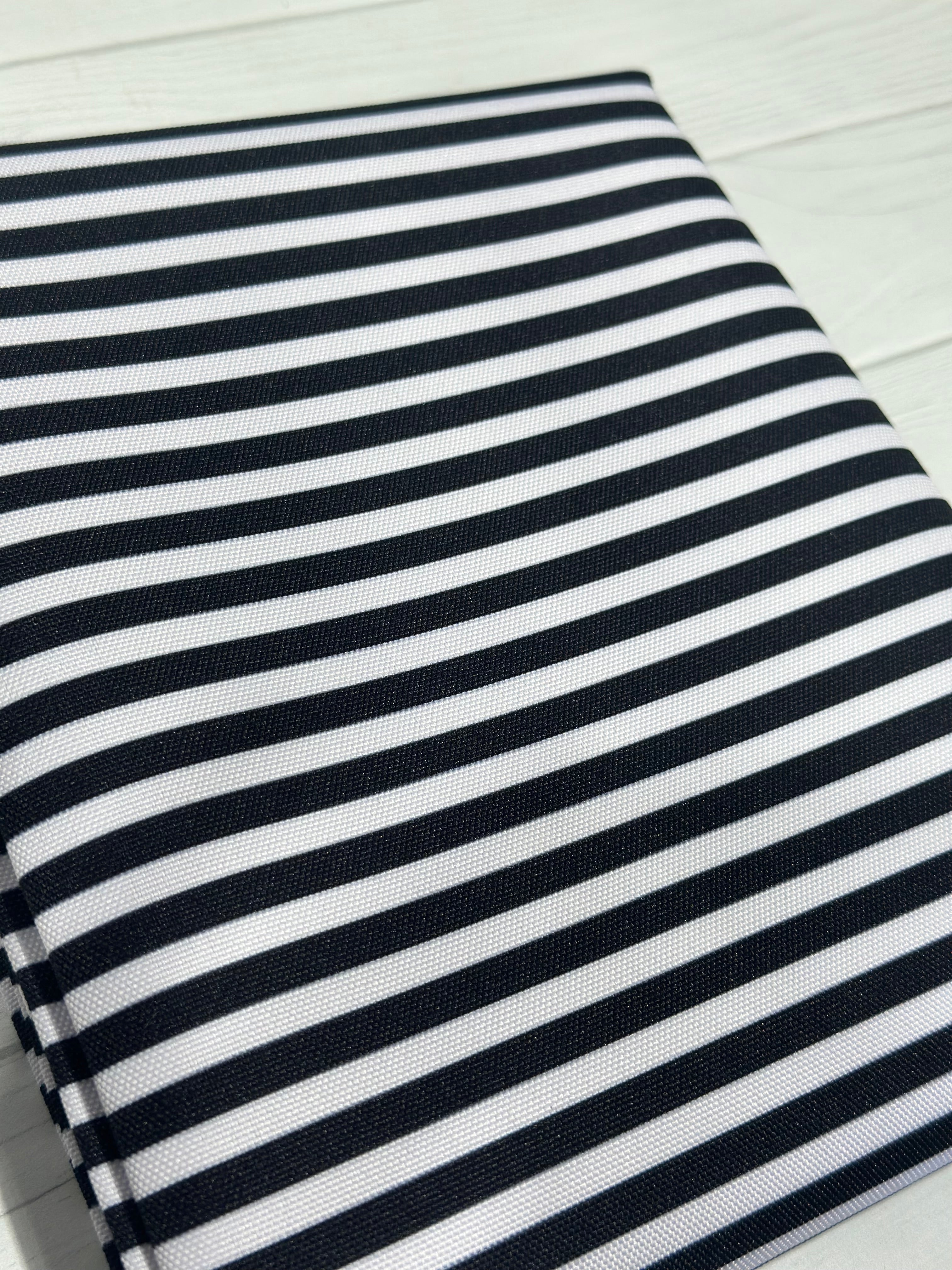 Black and White 1/4” Stripe Waterproof Canvas