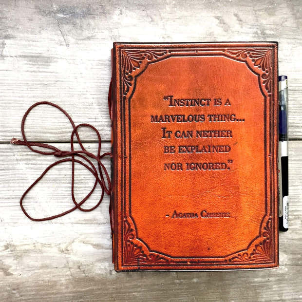 Instinct Is A Marvelous Thing Agatha Christie Quote Leather Journal - 7x5 1