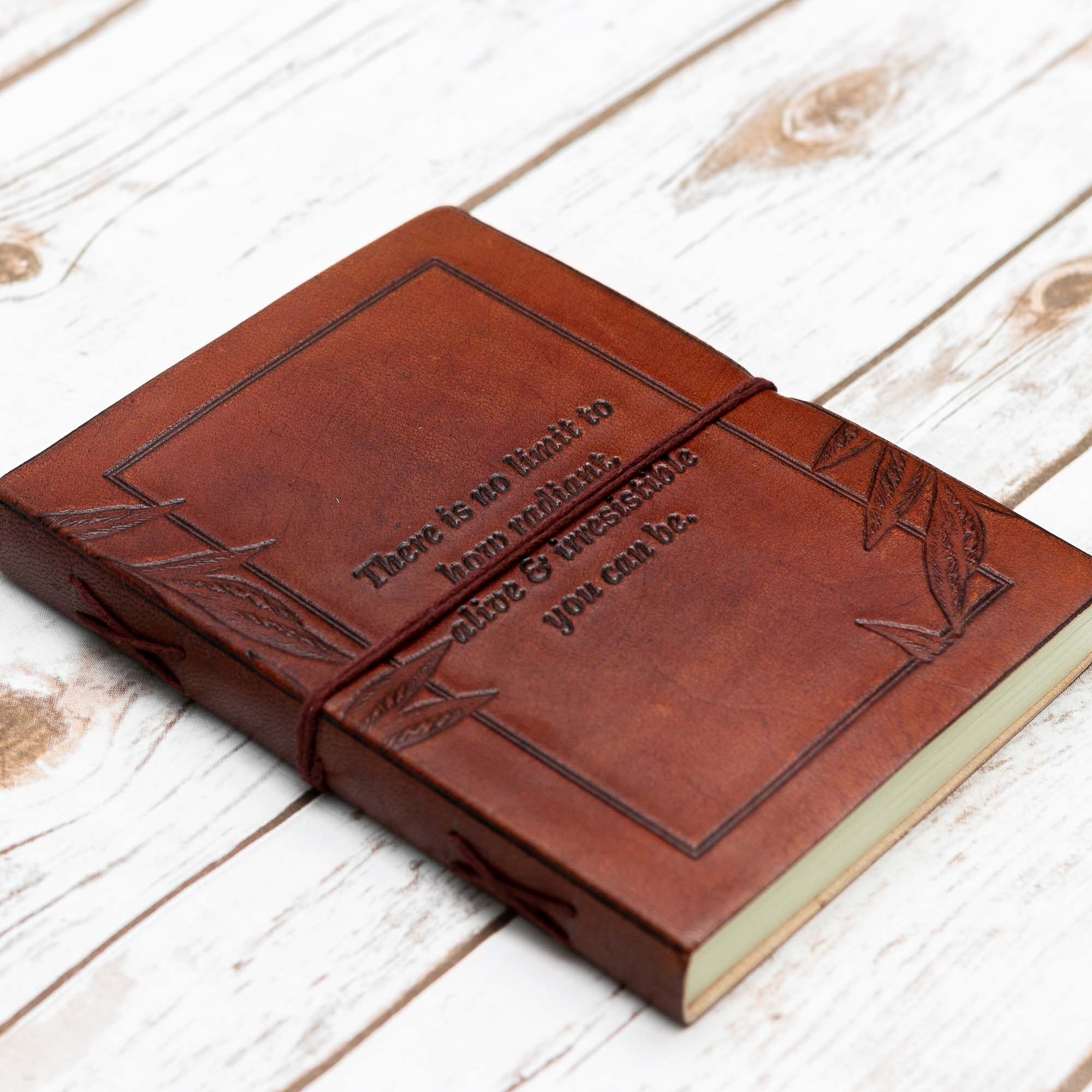 Image of No Limit Quote Leather Journal - 8x6 Size