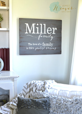 Family name sign by Aimee Weaver Designs