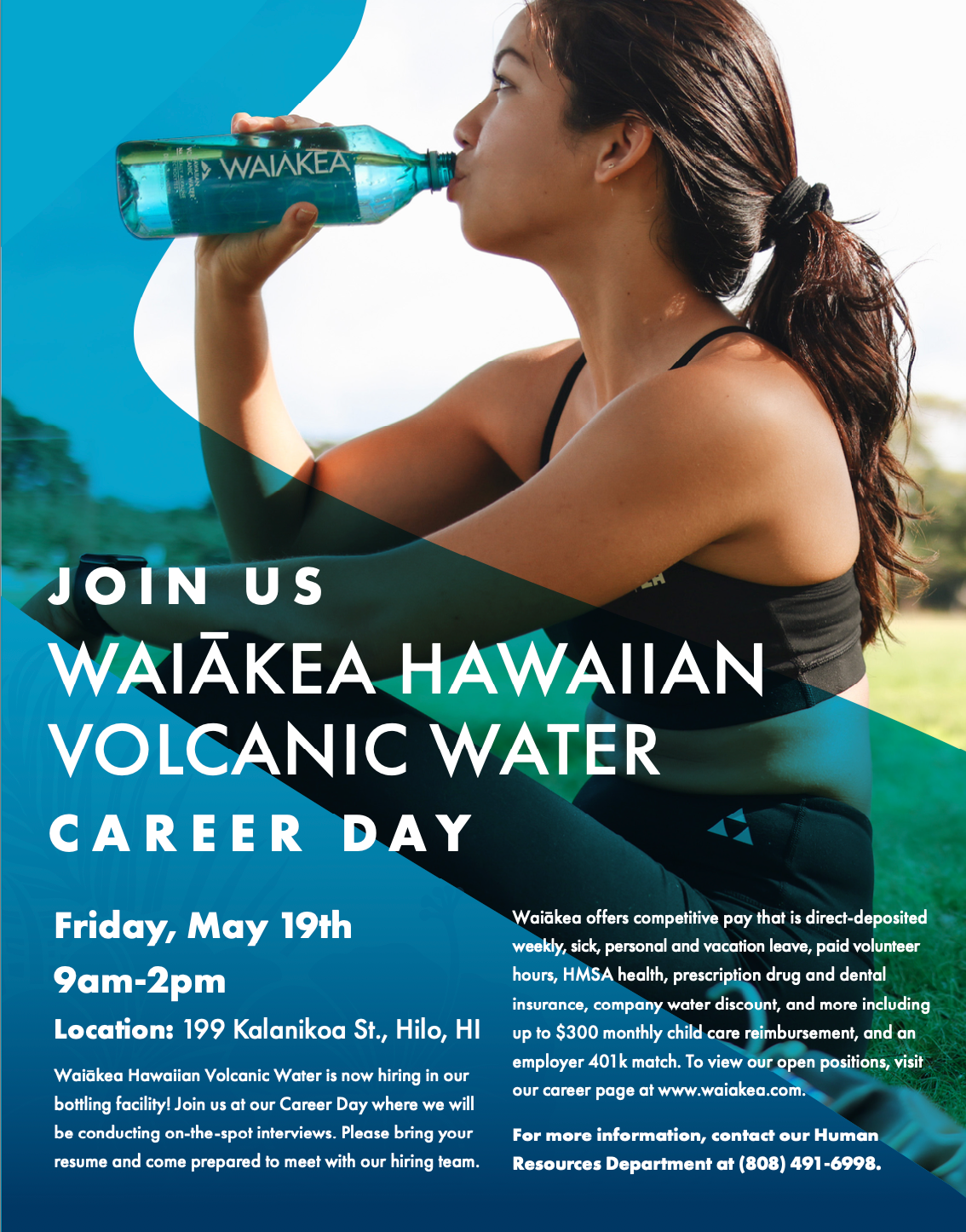 woman drinking water with the words CAREER DAY on the image