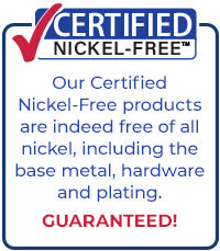 Certified Nickel Free Guarantee Logo - All our products are nickel free.