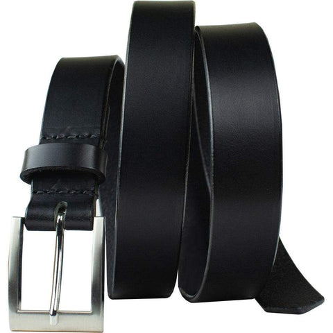 Nickel Free Silver Square Black Leather Belt 