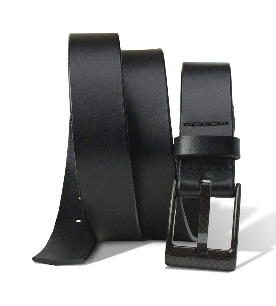 The Classified Black Leather Belt  by Nickel Smart® - 34 inch / Black