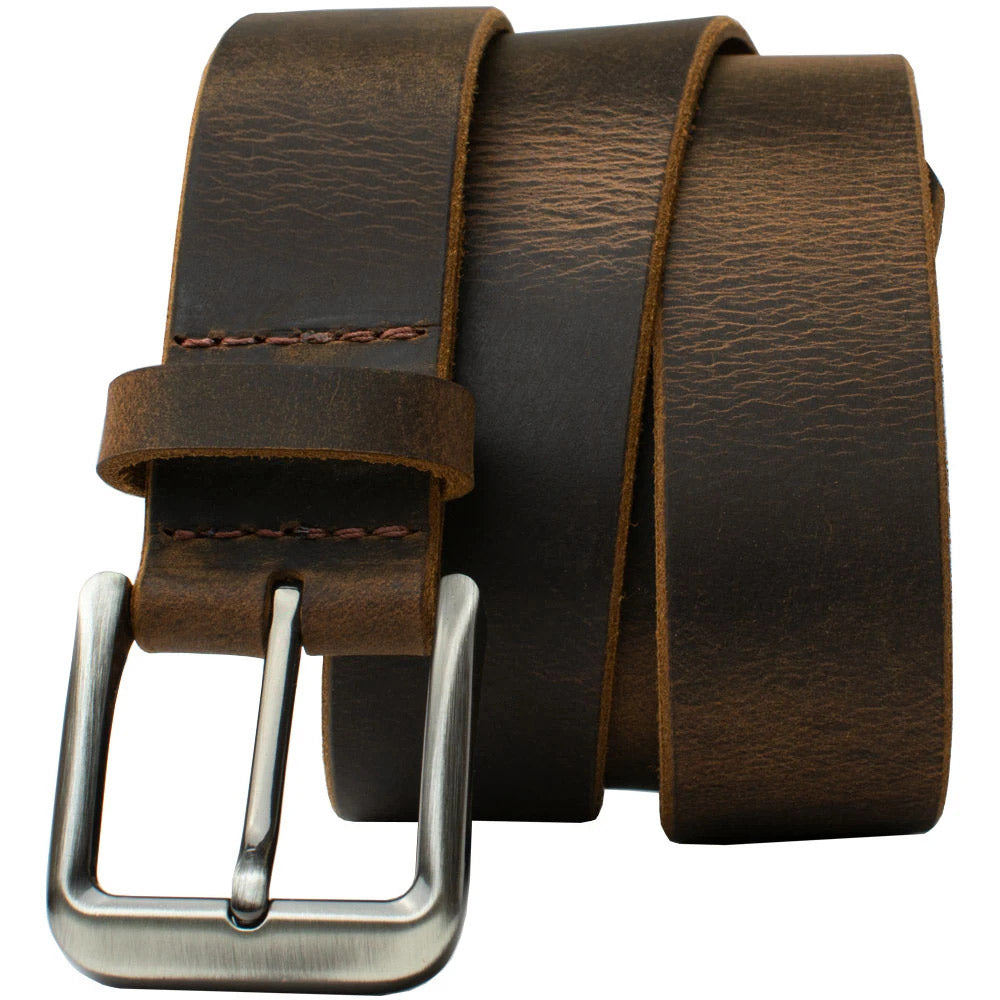 Roan Mountain Distressed Leather Belt by Nickel Smart™ - 38 inch / Brown