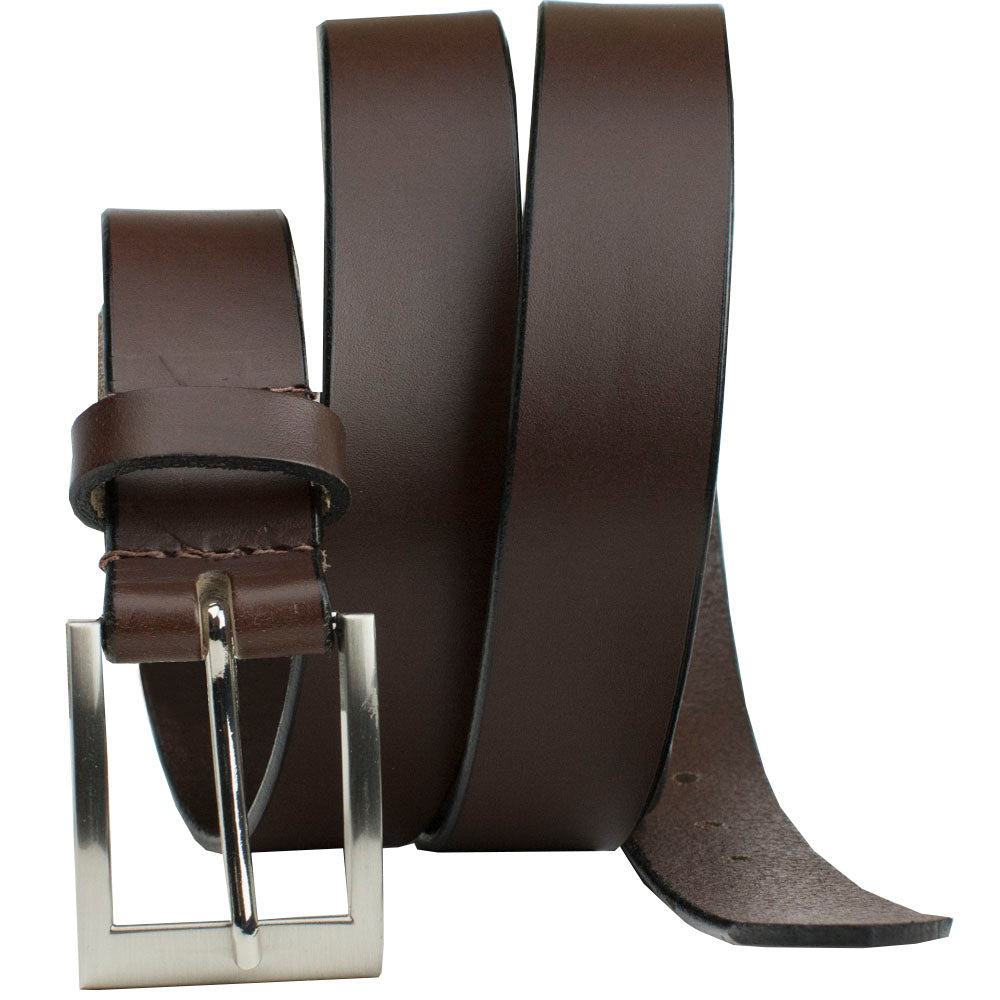 Silver Square Brown Belt by Nickel Smart(R)