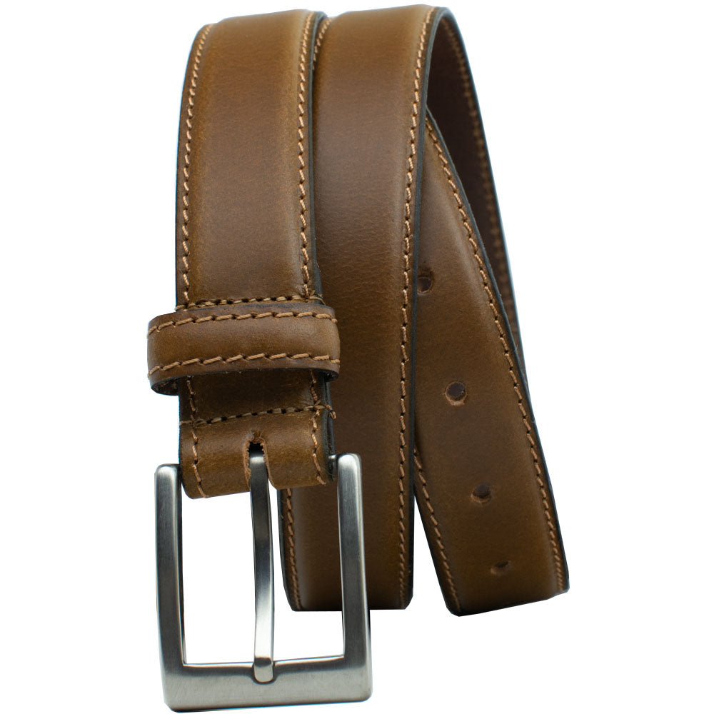 Silver Square Titanium Tan Belt by Nickel Smart(R)