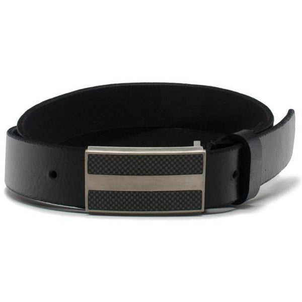Nickel Free Belt - Black Leather with Titanium/Carbon Fiber Buckle