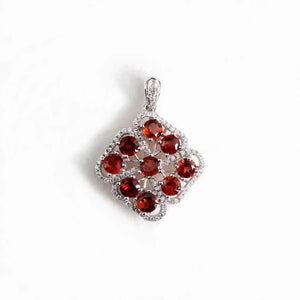 Natural Red Garnet Gemstone Pendant Silver Jewelry for Women - Gemstone Gold