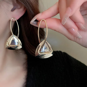 Hollow Triangle Drop Earrings For Women Punk Jewelry Gifts - Gemstone Gold