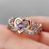 Heart Rose Flower Ring Women Wedding Engagement Jewelry