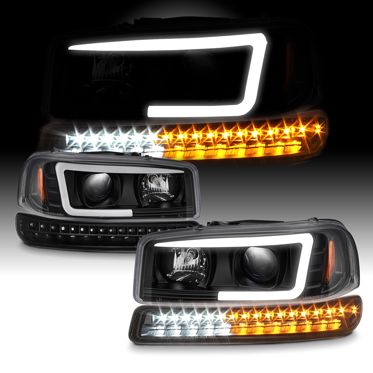 AKKON - For 99-06 GMC Sierra 1500 2500HD 3500 C3 Yukon XL Black LED Tu