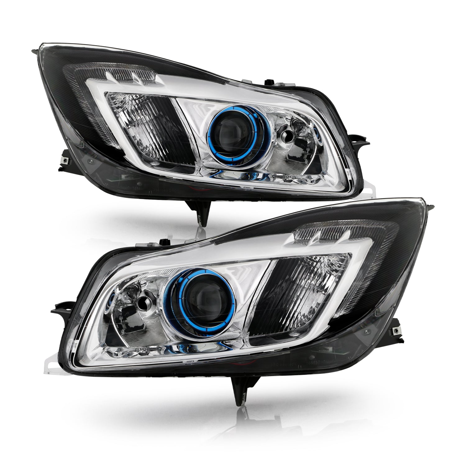 AKKON - For 2011-2013 Buick Regal Halogen Model Upgrade LED DRL Projector Headlights in Pair Chrome Housing