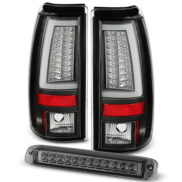  AKKON - For 2004-2012 Chevy Colorado  GMC Canyon Black  Headlights + Tail Lights + Smoke LED 3rd Brake Light Set : Automotive