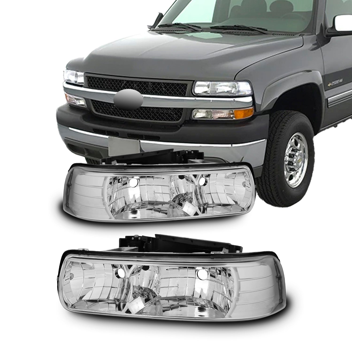 AKKON - For 00-06 Chevy Suburban | 99-02 Silverado | Tahoe Clear Headl