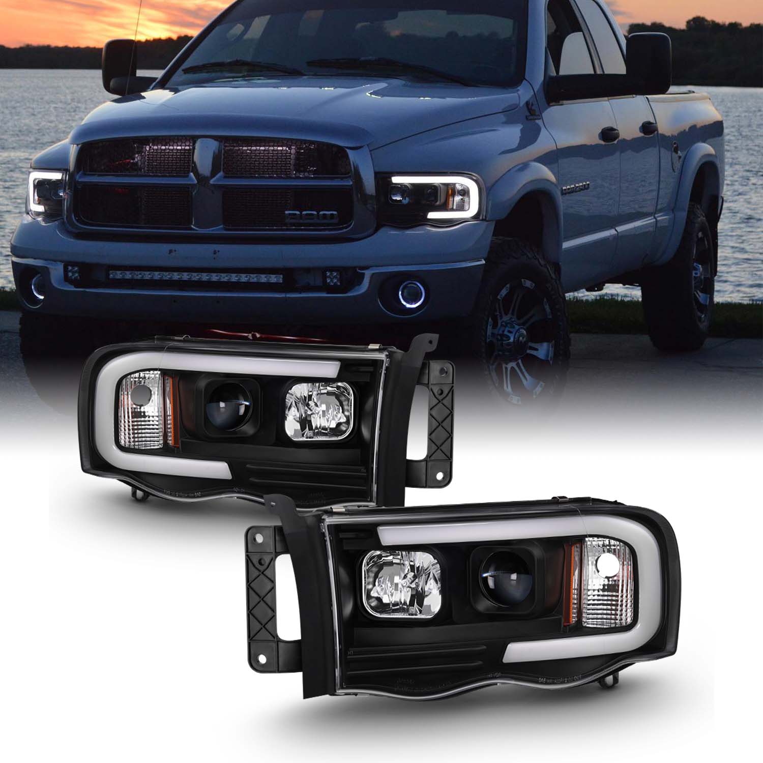 AKKON - For 2002-2005 Dodge Ram 1500 | 2003-2005 Ram 2500 3500 Black D