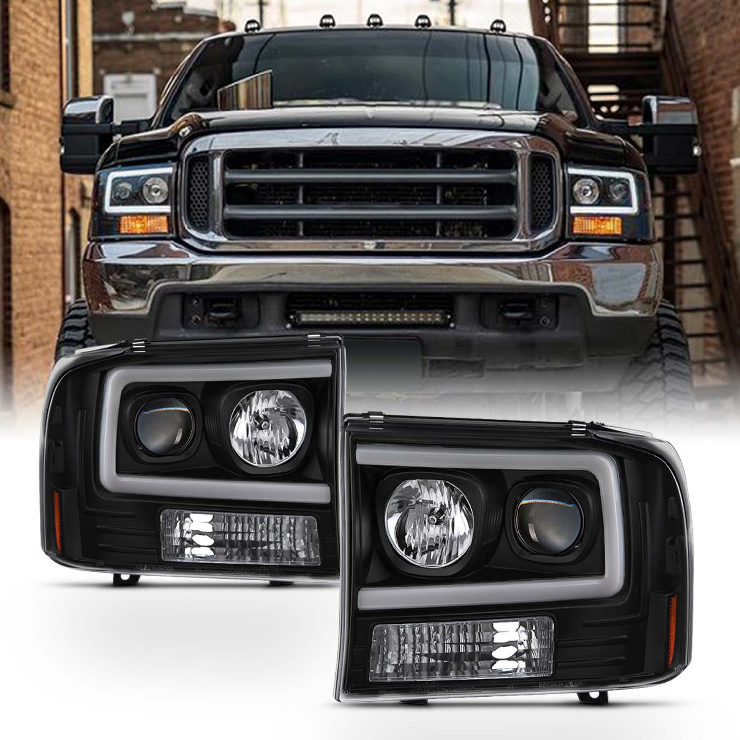 AKKON - For 2005-2007 Ford Pickup F250 F350 F450 Superduty Black LED T