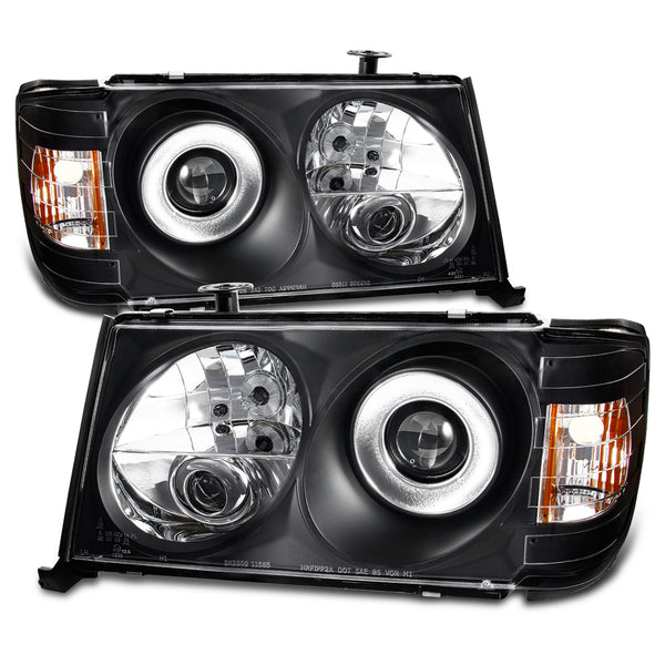  AKKON - Fits 1998-2004 Mercedes Benz R170 SLK-Class Black Bezel  1 Piece Halo Projector Headlights w/Corner Signal Lamps : Automotive