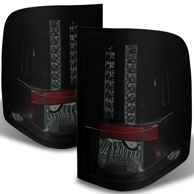 AKKON - For Black Smoke 07-13 Silverado Pickup Full LED Tail Lights Br