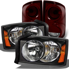 Load image into Gallery viewer, AKKON - For Dodge Dakota Black Headlights Headlamps Repalcement Pair + Dark Red Tail Lights Combo Pair Set