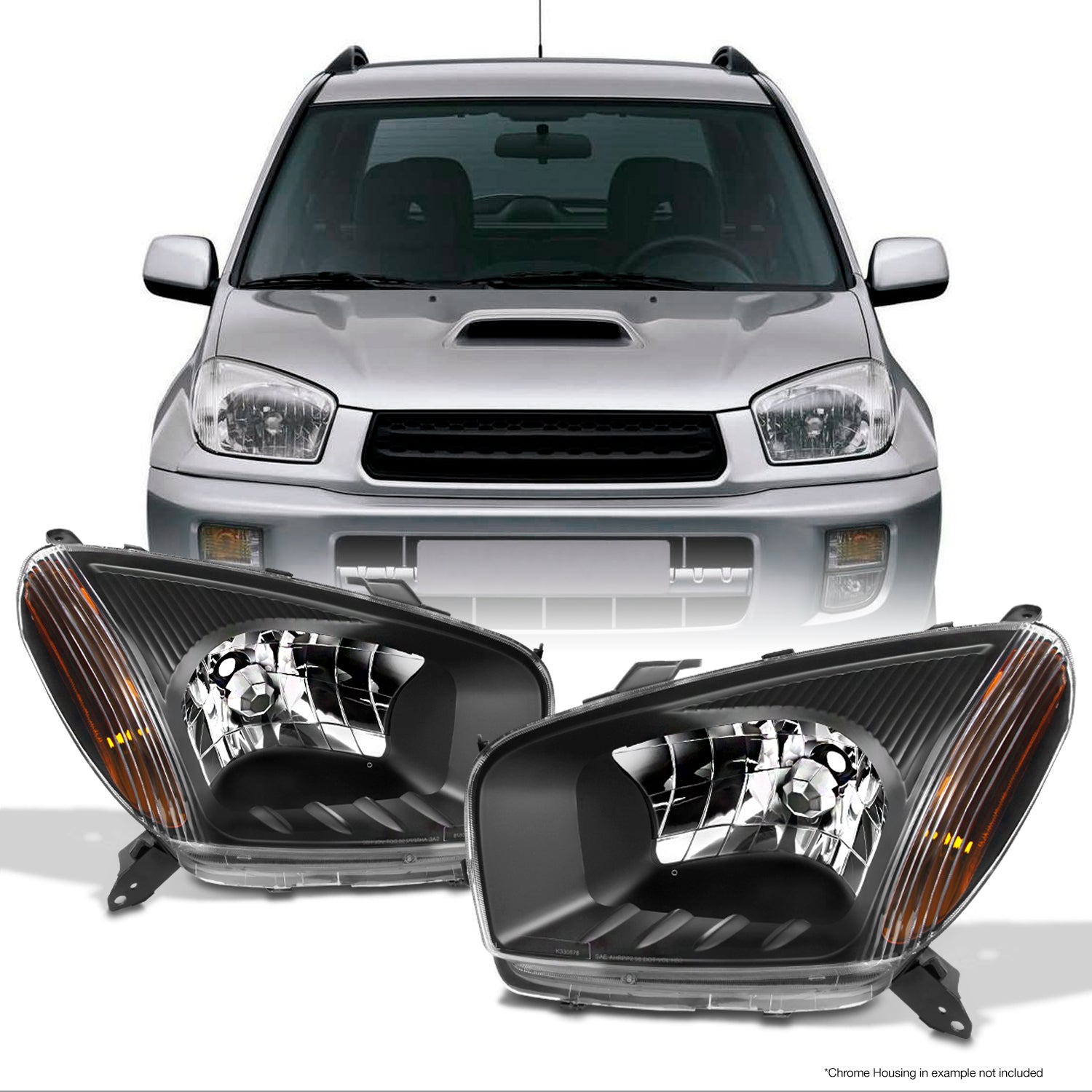 AKKON - For 2009 2010 2011 2012 Toyota RAV4 Black Headlights Lamps Fro