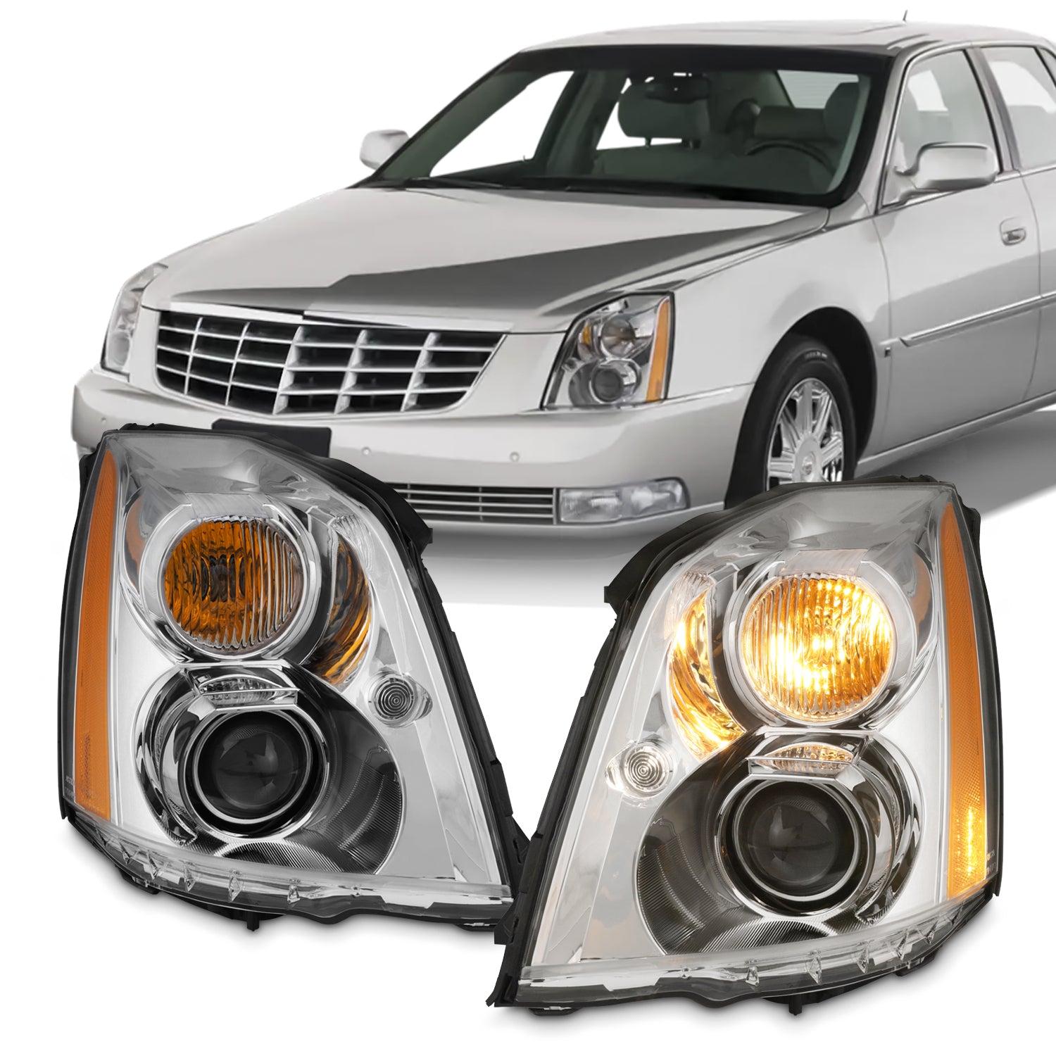 AKKON - Fits 2006-2011 Cadillac DTS [HID/Xenon Type] Projector Chrome