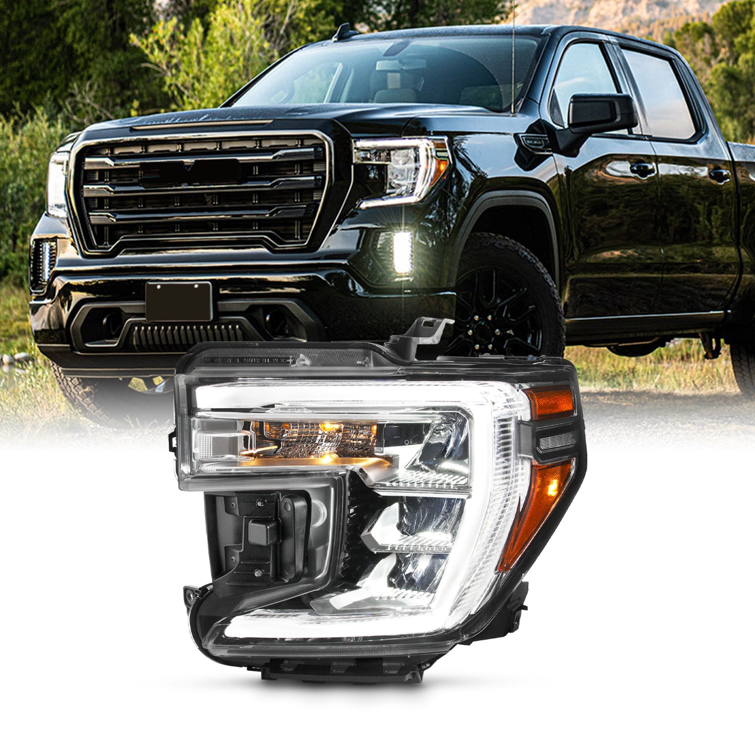 AKKON - Fit 2019 2020 2021 2022 GMC Sierra 1500 LED DRL Headlight w/Ha