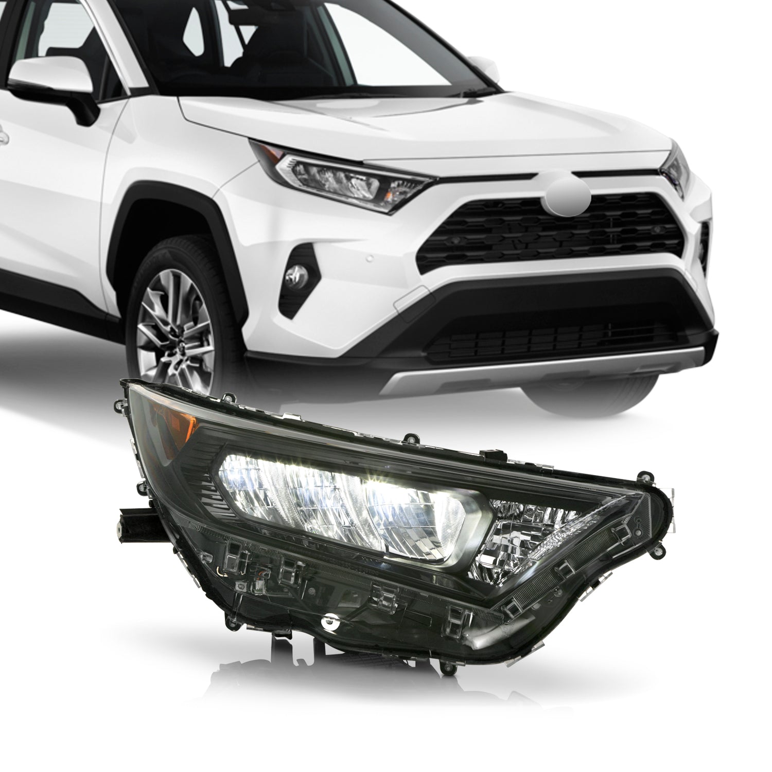 AKKON - For 2019-2021 Toyota RAV4 OE Black Bazel LED Projector Headlig