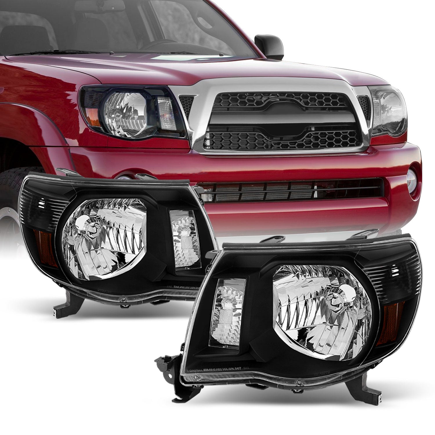 AKKON - For Toyota Tacoma Pickup Truck Black Headlights Head Lamps Rep