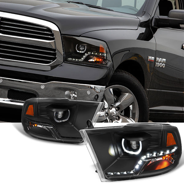 Black Fits 2009-2018 Dodge Ram 1500 2010-2019 Ram 2500 3500 Headlights Lamps