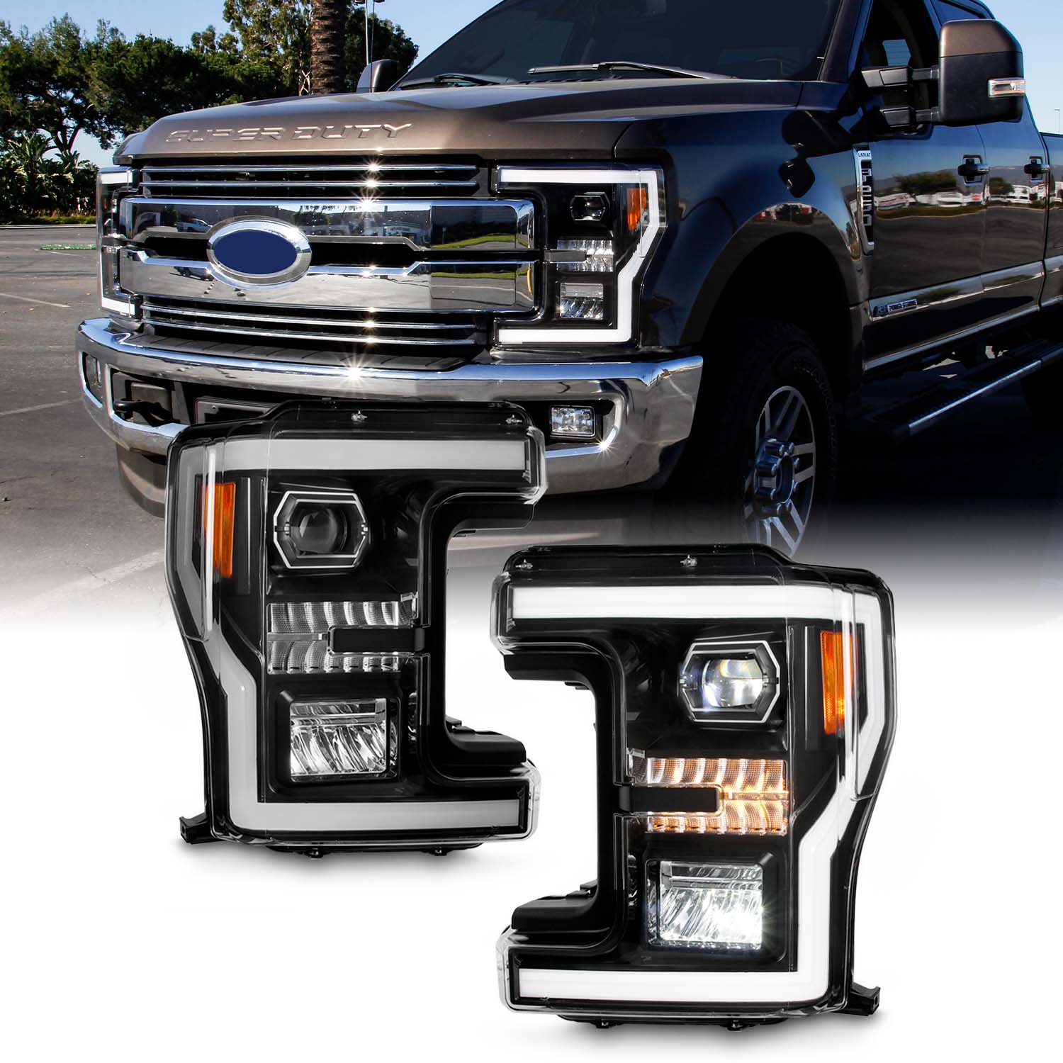 AKKON-Fit 2020-2022 Ford F250 F350 F450 Super Duty [Halogen Type] Blac