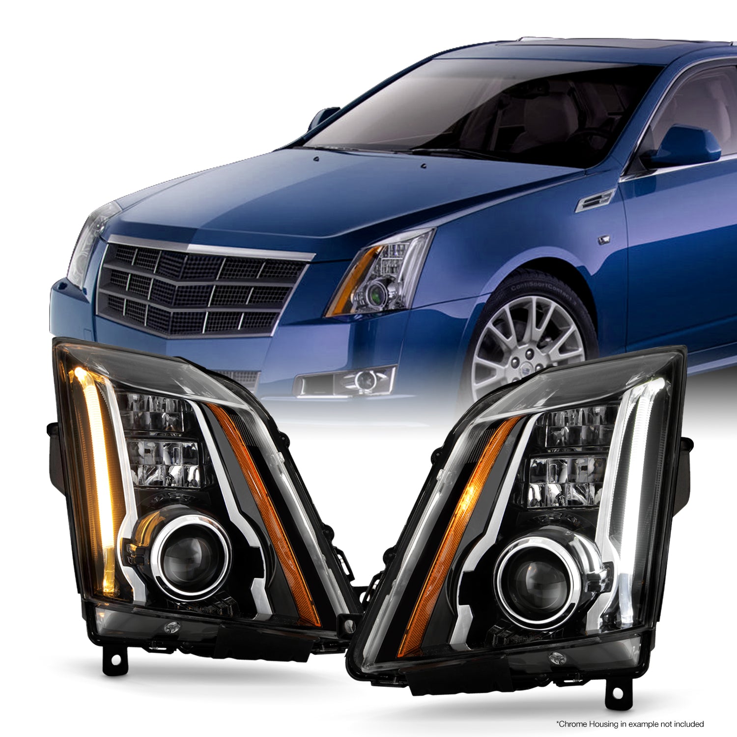 AKKON - Fits 2010-2016 Cadillac SRX [Halogen Type] Projector Black Hea