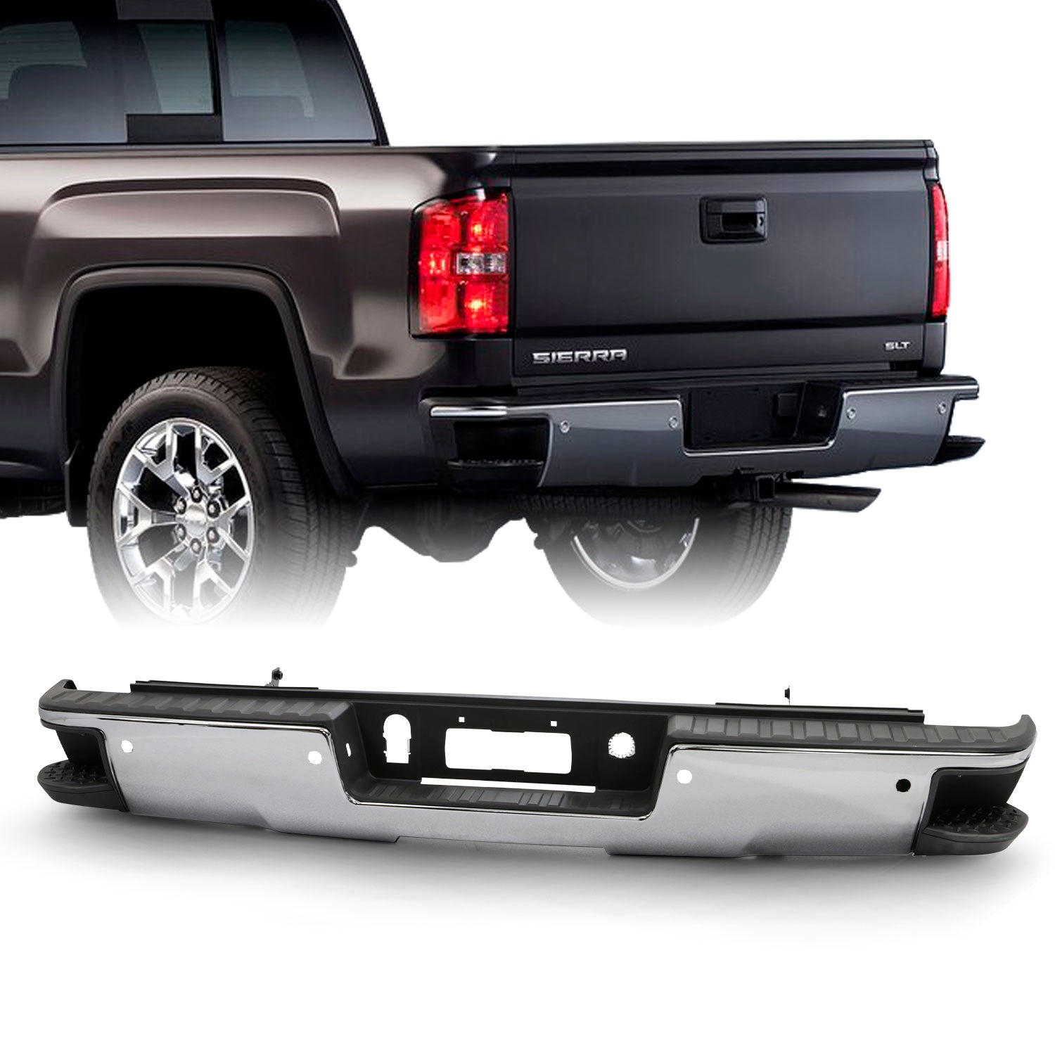 AKKON - For 2014-2018 Chevy Silverado / GMC Sierra 1500 Rear Steel Bum