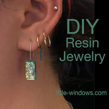 resin jewelry earring doming aqua opal on