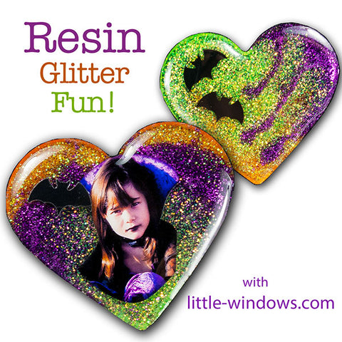 resin casting Halloween glitter hearts