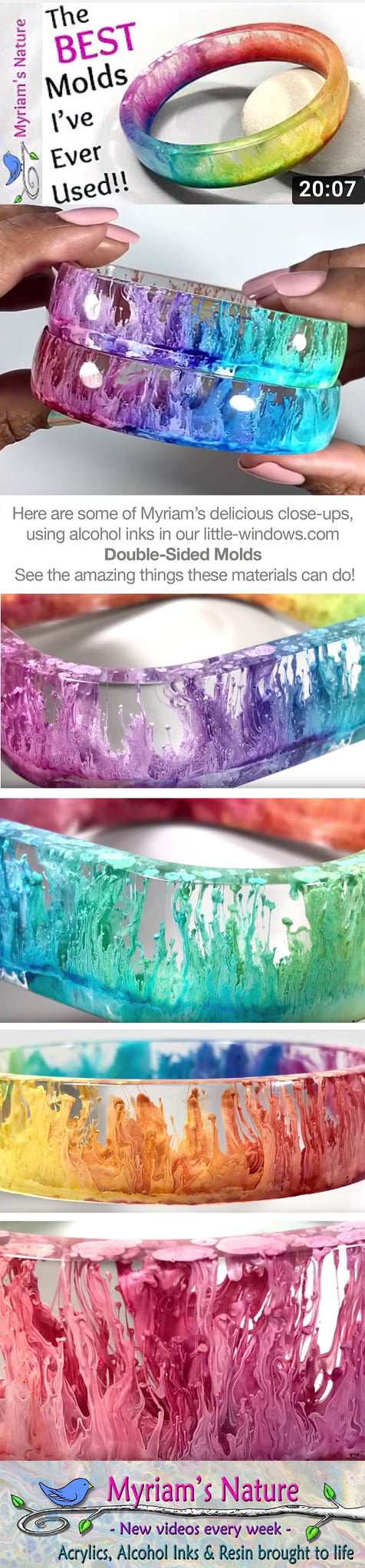 resin casting petri bangle bracelets mold alcohol inks Myriams Nature