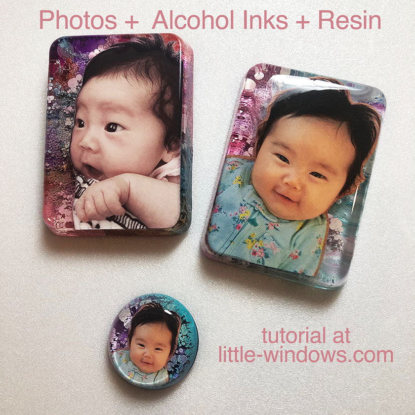 alcohol inks in epoxy resin with photos colorant keepsakes