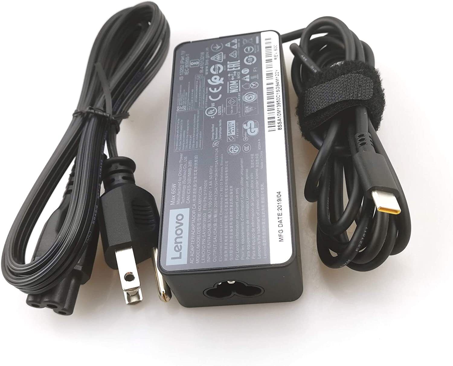 Genuine OEM Lenovo ThinkPad 11e Chromebook 4th Gen 2017 65W Charger Adapter Cord Notebook Power Supply Cord