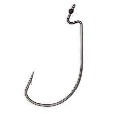 Owner Silver Offset Shank Wide Gap Worm Hook, 4/0, Silver, Sports