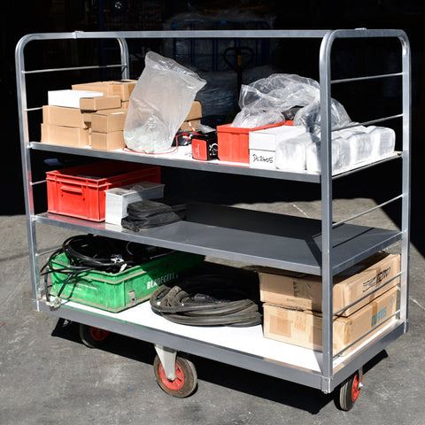 Adjustable height picking trolley