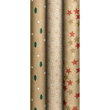 Roll Wrap Assortment 0.7x3m Natural Christmas (UK RW)