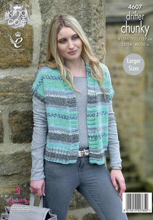 King Cole Drifter Chunky Pattern 4607 - Ladies' Waistcoats - Crafty