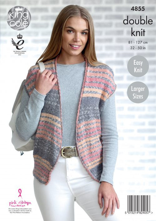 King Cole Drifter DK Pattern 4855 - Ladies Cardigan & Waistcoat - Crafty