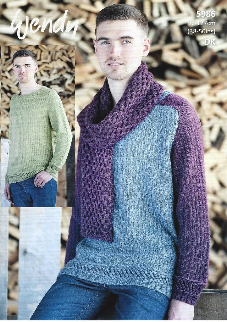 Wendy Pixile DK Pattern 5986 - Men's Sweater and Scarf - NOW €1.00 - Crafty