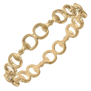 Rhoda Horsebit Bangle in Worn Gold - Peacocks & Pearls Lexington