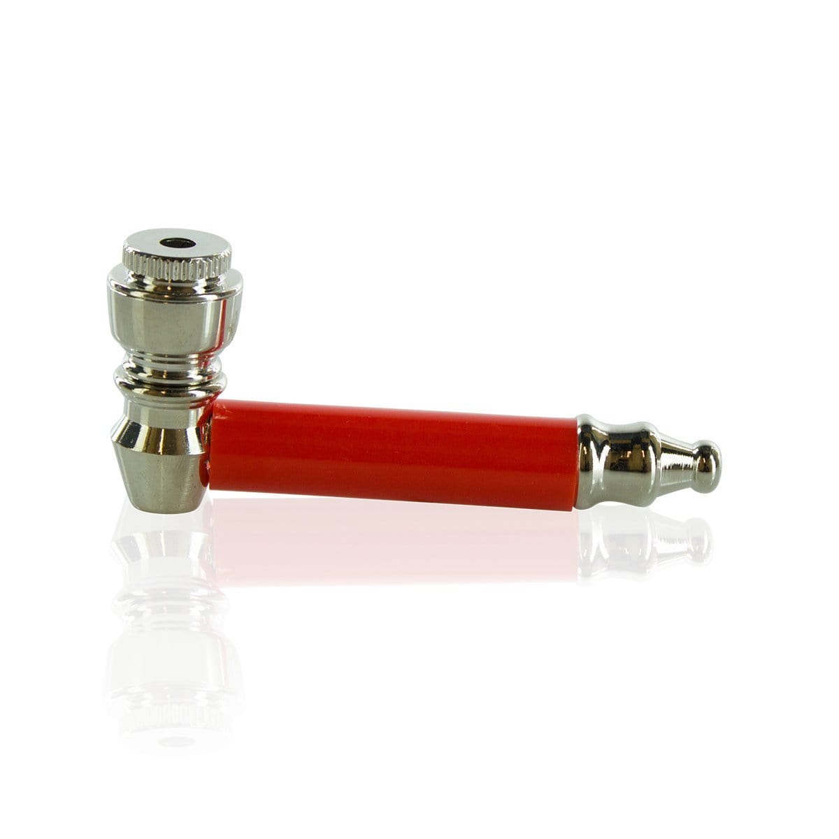 Metal pipe with red trim on handle