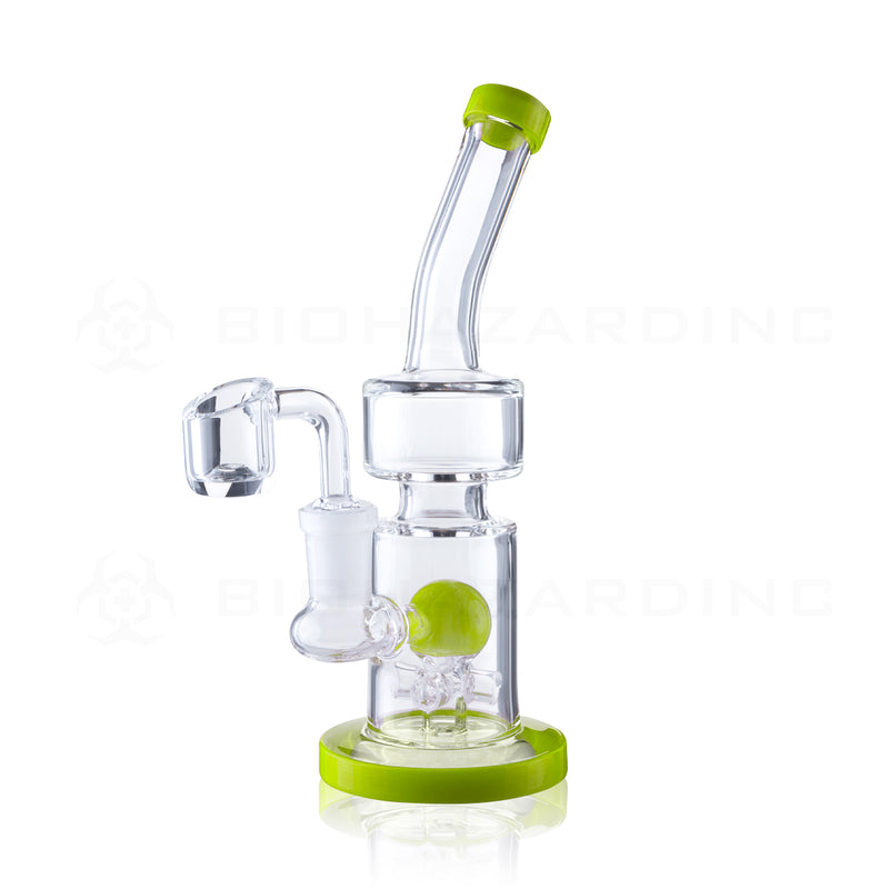 Water Pipe | Ball Quad Flow Percolator Stemless Water Pipe | 7" - 14mm - Lime Green