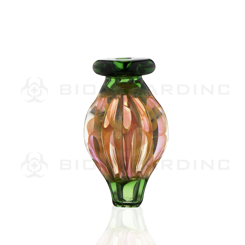 Snaked Glass Round Directional Carb Cap | Green